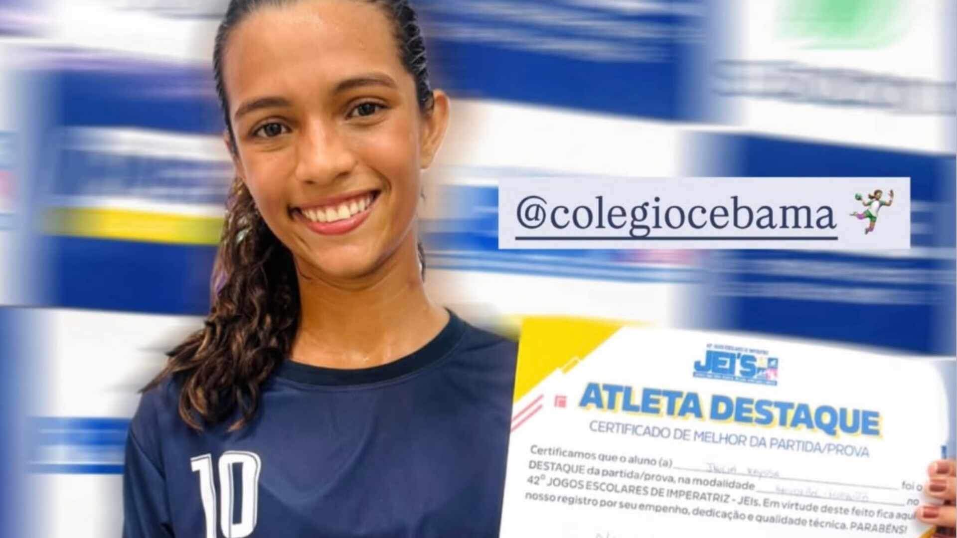 Rayssa Leal brilha no handebol e recebe certificado de destaque em campeonato escolar