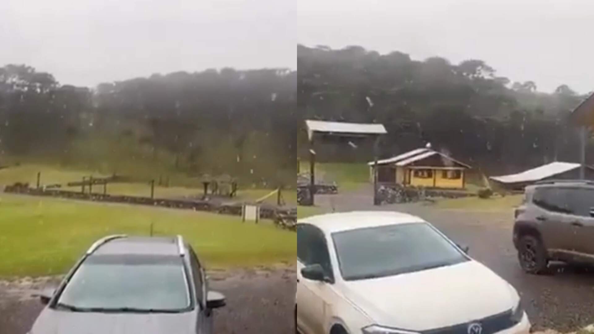 Onda polar faz nevar em São José dos Ausentes, no Rio Grande do Sul