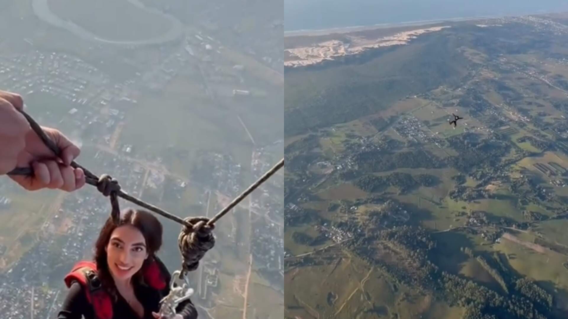 Luiza Ferrari bomba nas redes com vídeos de salto de paraquedas