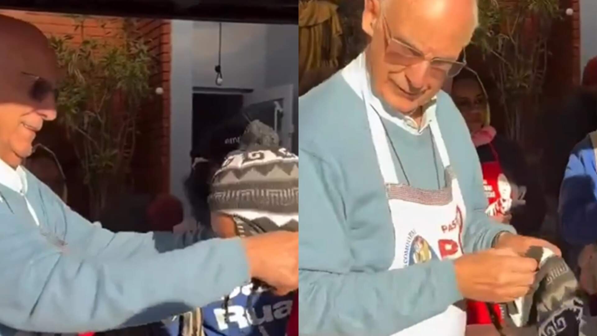 Padre Júlio Lancellotti distribui agasalhos durante frio intenso em São Paulo