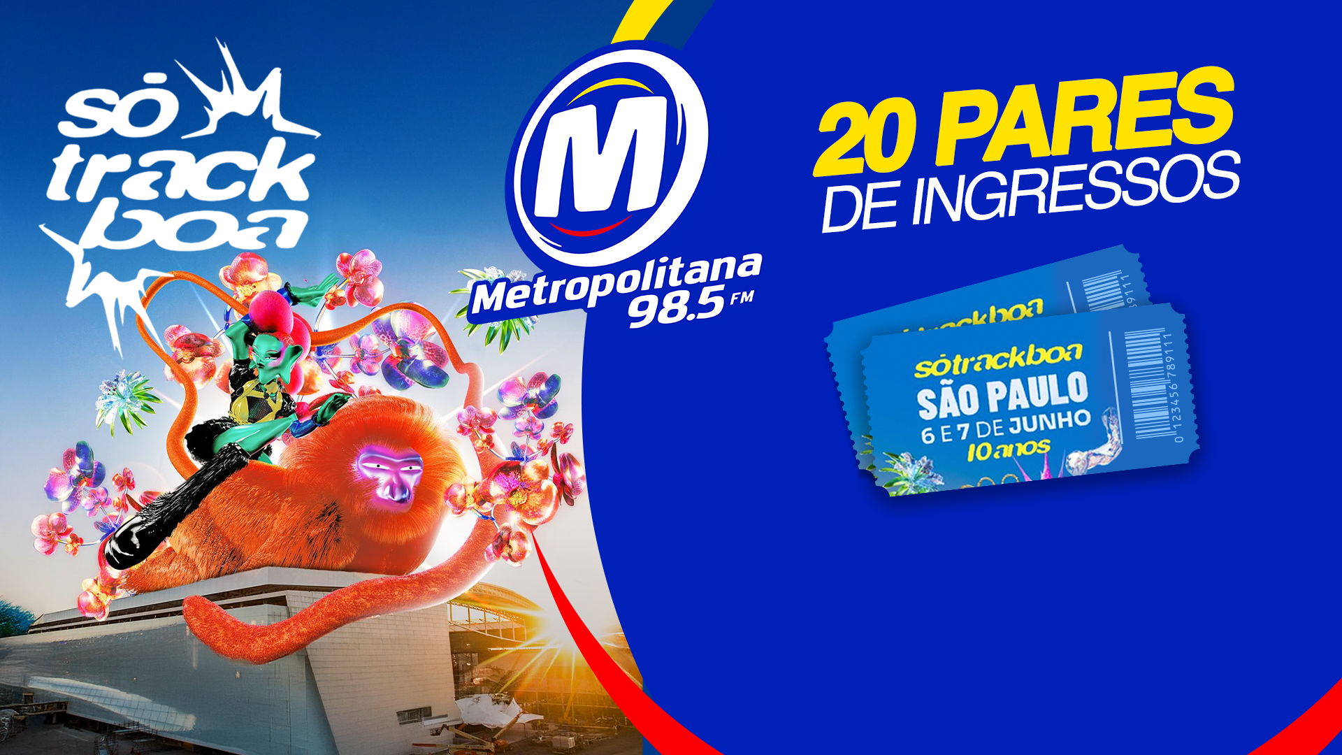 Promoção: 20 PARES DE INGRESSOS PRO SÓ TRACK BOA 10 ANOS