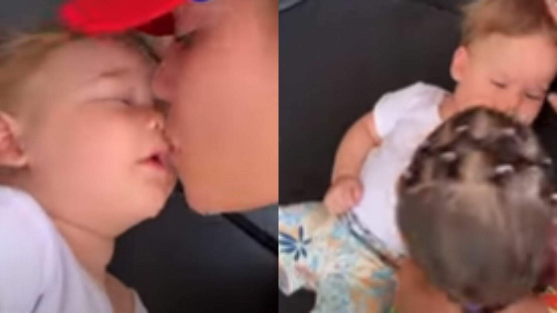 Virginia encanta ao mostrar momento com filhos e José Leonardo recém-acordado