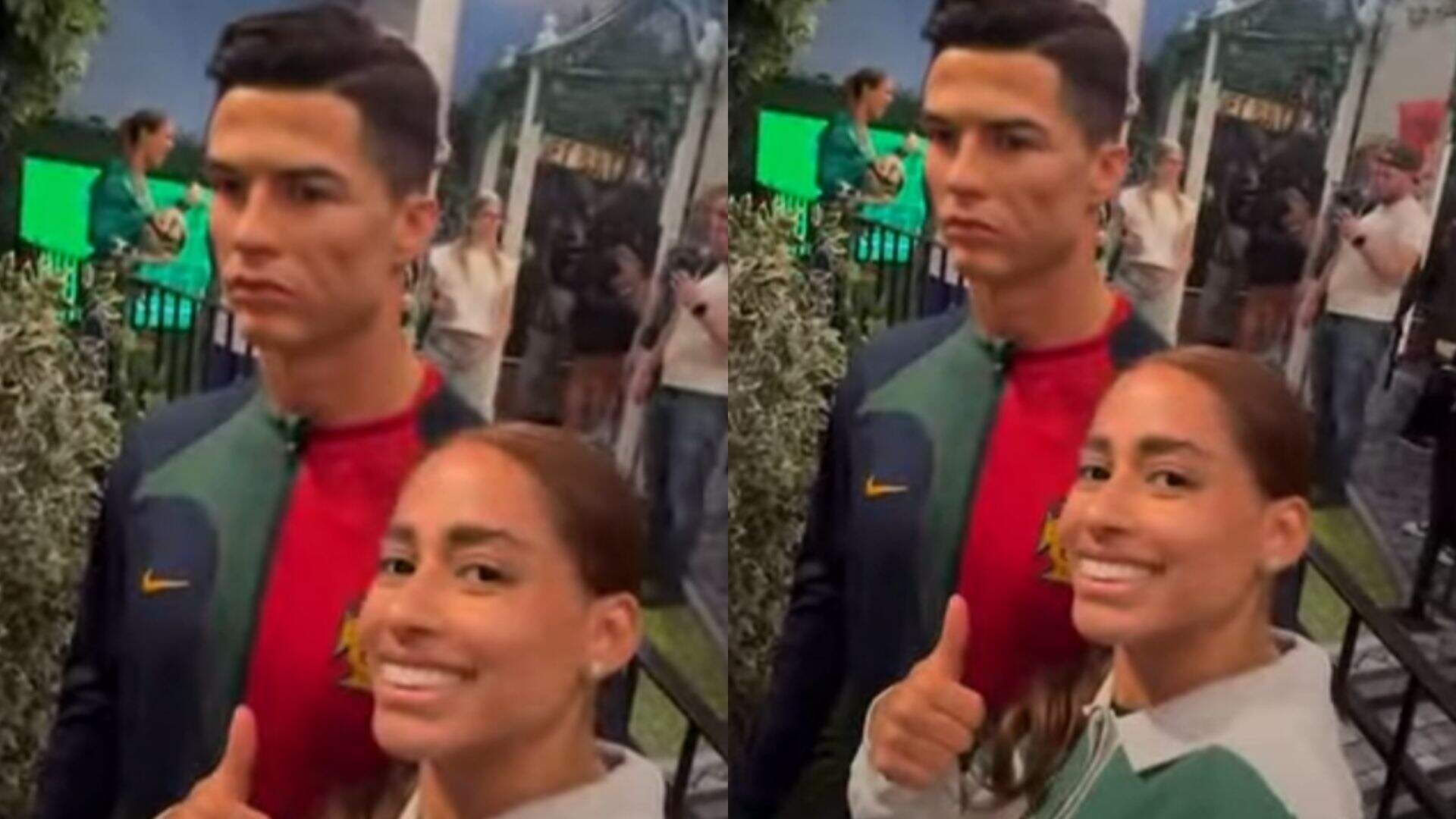 Lomma viraliza ao posar com boneco de cera de Cristiano Ronaldo