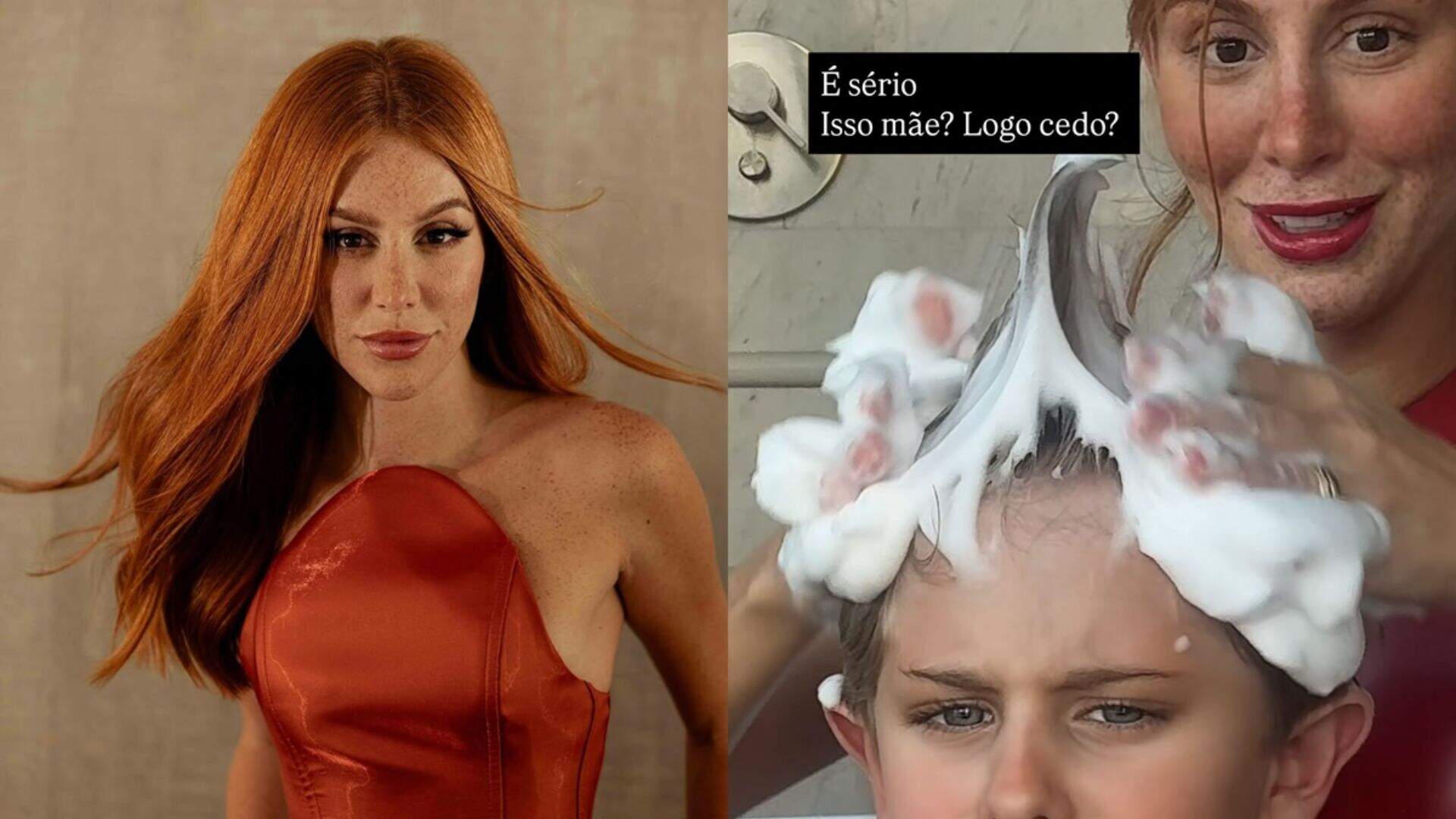 Mari Maria desabafa após ser criticada por postar vídeo dando banho no filho