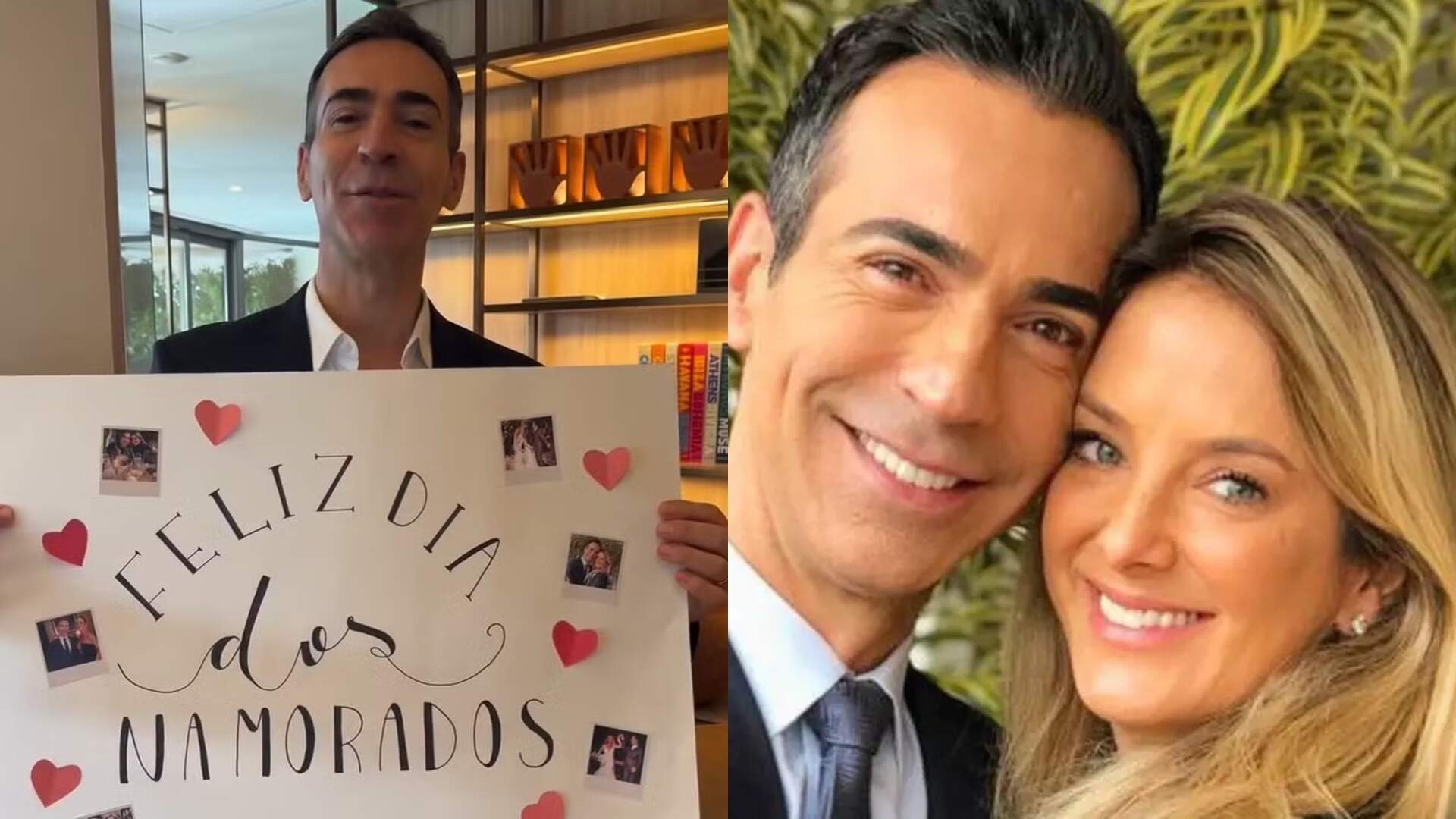 César Tralli faz cartaz romântico para Ticiane e viraliza no Dia dos Namorados